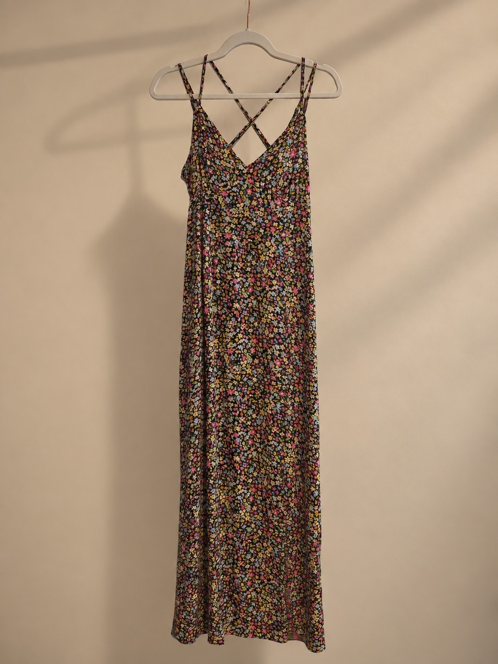 ZARA Floral Strappy Maxi Dress - Black Multi